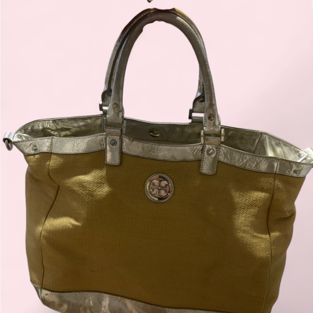 Tory Burch Metallic Trim Tan Women's Tote Bag